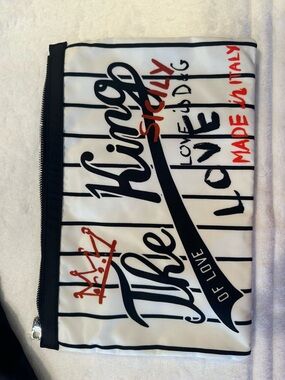 Authentic Dolce & Gabbana "The King of Love" Striped Nylon Pouch